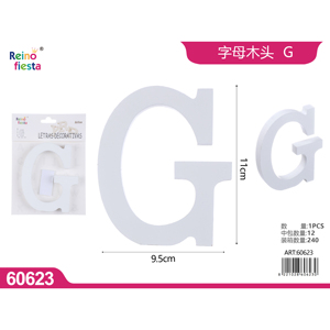 Lettera decorativa di arte popolare in legno G 11cm X 95cm per la creazione di decorazioni per la casa giocattoli educativi idea regalo modello dipinto - Product Image 1
