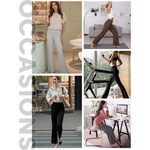 Pantalon évasé taille haute pour femme 100% modal extensible respirant avec poches, pantalon décontracté pour l'entraînement - Product Image 5