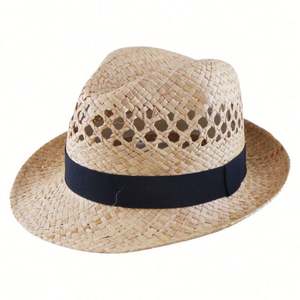 2025 New Arrival Summer Natural Hand Woven Raffia <b>Straw</b> <b>Fedora</b> Hat for Women Men Casual Travel Beach Vacation Sunshade Sun Hat - Product Image 2