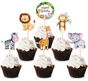 <span class=keywords><strong>Safari</strong></span> Animal Cupcakes Toppers Anniversaire Gâteaux Décor pour Enfants Sauvage <span class=keywords><strong>Jungle</strong></span> Animal Thème Anniversaire Baby Shower Événement Fête Fournitures - Product Image 1