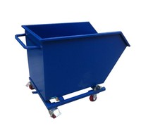 Bac à déchets auto-vidant portable bleu en acier inoxydable avec moteur et pompe, capacité 1000-2500 kg, collecteur de déchets à 4 roues