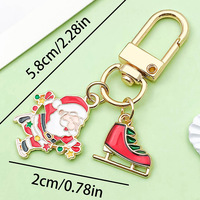 Porte-clés pendentif créatif en alliage, motif dessin animé mignon, style vintage, effet goutte d'huile, idéal comme cadeau de Noël ou ornement de fête - Vente chaude