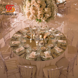 Décorations <span class=keywords><strong>de</strong></span> <span class=keywords><strong>table</strong></span> <span class=keywords><strong>de</strong></span> mariage <span class=keywords><strong>de</strong></span> luxe SMOOTH, 60 pouces, plateau <span class=keywords><strong>de</strong></span> <span class=keywords><strong>table</strong></span> rond en miroir réfléchissant argenté <span class=keywords><strong>et</strong></span> doré pour mariage - Product Image 3