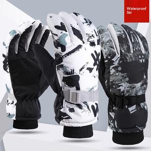 Gants de ski personnalisés en gros avec impression graffiti, noirs, imperméables, coupe-vent, isolés, antidérapants, sangle réglable, <span class=keywords><strong>snowboard</strong></span> - Product Image 3
