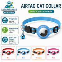 Collier pour chat en polyester réglable avec clochette, boucle de sécurité détachable, collier pour chaton avec support AirTag, sangle anti-perte pour animaux de compagnie