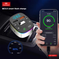 Earldom QC3.0 Cargador de coche con llamadas manos libres, transmisor inalámbrico BT 5,0 FM Receptor de radio Cargador de Puerto USB dual para Samsung