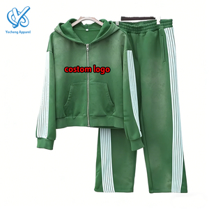 Ensemble sweat à capuche et pantalon de survêtement pour hommes, personnalisé, de haute qualité, délavé à l'acide, style rétro, avec impression sérigraphiée, par des fabricants de vêtements - Product Image 1