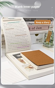 Quaderno B5 con copertina rigida, rilegato con colla, carta spessa, nero, semplice, per studenti delle <span class=keywords><strong>scuole</strong></span> medie e <span class=keywords><strong>superiori</strong></span>, con pagine bianche, ideale come regalo. - Product Image 5