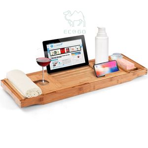 Ensemble de trois pièces en bambou plateau de baignoire extensible écologique personnalisé durable pour salle de bain - Product Image 2