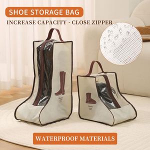 Sacs de rangement portables pour bottes, sacs à chaussures anti-poussière pour le rangement, organisateur de bottes hautes zippées, sac de protection avec poignée - Product Image 3