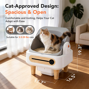 Litière automatique <span class=keywords><strong>pour</strong></span> chat OKKPETS OEM, bac à litière robot autonettoyant <span class=keywords><strong>pour</strong></span> plusieurs chats, ouverture supérieure, contrô<span class=keywords><strong>le</strong></span> automatique par <span class=keywords><strong>application</strong></span>, avec finition imitation bois - Product Image 2