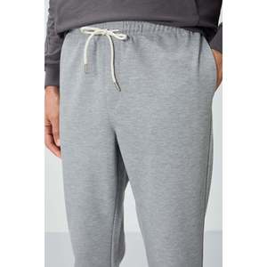 Pantalon de survêtement gris mélangé pour homme, taille élastique, coupe standard, tissu respirant décontracté - Product Image 2