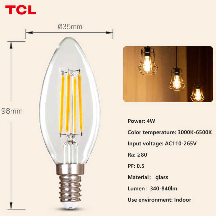 TCL High Quality Vintage Decorative Filament LED Bulbs 4W Cone Shape ...