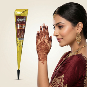 Gold Maroon Mehandi Cone Traditional Henna Cone Ready to Use Smooth Paste Design Cone for <b>Bridal</b> and Festive Use - Product Image 2