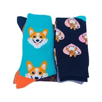Chaussettes Jacquard Style Animaux de Dessin Animé Mignons, Chaussettes Tricotées Amusantes Mi-Mollet Nouvelle Collection Automne, Chaussettes Tricotées Personnalisées Motif Chiot pour l'Hiver, Vente en Gros
