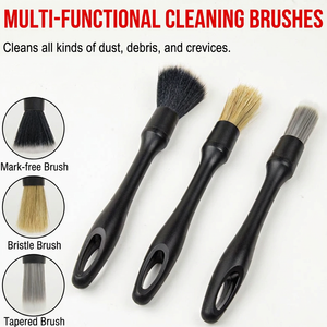 Ensemble de 3 brosses de <span class=keywords><strong>nettoyage</strong></span> automobile avec logo personnalisé, manche durable, poils multi-types, pour la vente en gros - Product Image 3