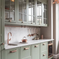 Ensemble complet de meubles de cuisine et de salle de bain au design moderne avec comptoirs, meubles de rangement, armoires de cuisine modulaires en bois massif