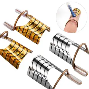 5pcs可重复使用的金银金属指甲成型工具亚克力指甲尖凝胶抛光延伸成型美甲工具