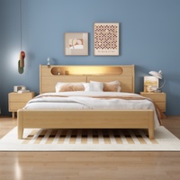 Lit mural moderne de luxe avec rangement éclairé, en bois de caoutchouc massif, mobilier de chambre à coucher