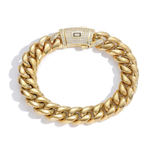 <span class=keywords><strong>Set</strong></span> <span class=keywords><strong>Collana</strong></span> <span class=keywords><strong>e</strong></span> <span class=keywords><strong>Bracciale</strong></span> Miami Cuban BES 6-14mm, Catena Monaco Cuban Link in Acciaio Inox Placcato Oro 14K 18K, Stile Hip Hop per <span class=keywords><strong>Uomo</strong></span> - Product Image 4