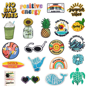 Verano lindo dibujos animados bordado apliques océano olas gafas de sol tortuga marina helado parches - Product Image 1