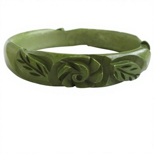 Nueva moda Vintage verde baquelita brazalete pulsera tallada Ángel colorido acrílico resina brazaletes Vintage joyería regalos de navidad - Product Image 3