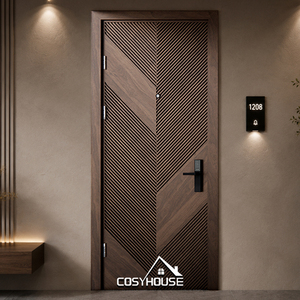 Puerta Interior Blanca de Lujo con Diseño de Panel con Incrustaciones Doradas y Cerradura Inteligente para Apartamento, Dormitorio y Hotel - Product Image 6