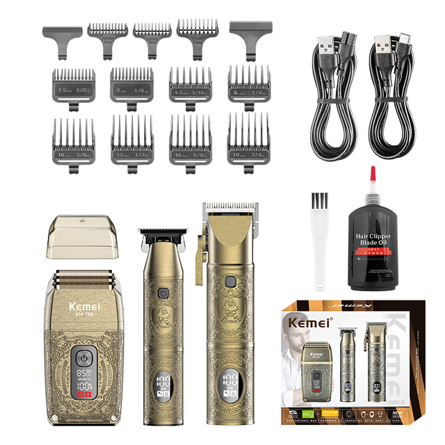 KEMEI KM-2235 Hair Clipper Set Professional Barber Metal Hair Clippers Electric Shaver Hair Trimmer Men Beard Grooming Set