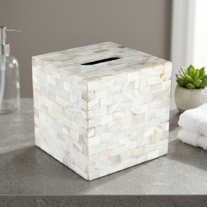 Elegante toallero de papel de nácar con diseño de concha de mar, caja de pañuelos de resina y fregona para decoración del hogar de Vietnam - Product Image 1