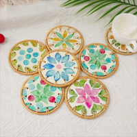 Sous-verres et dessous de plat décoratifs en rotin tressé à la main, style bohème, écologiques et résistants à la chaleur