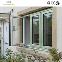 Ventana Abatible de Aluminio con Triple Acristalamiento y Rotura de Puente Térmico, Certificada por NFRC, Estilo Americano, Resistente a Huracanes, Multishades