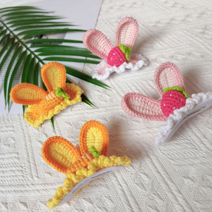 <span class=keywords><strong>3D</strong></span> tai thỏ BB Clip 100% hmade Kẹp Tóc Cô Gái sợi Crochet dễ thương cà rốt trẻ em Phụ kiện tóc - Product Image 4