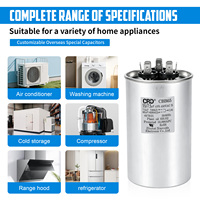 Condensateur à film rond CBB65 55/7.5MFD 450VAC avec 3/4 bornes, remplacement pour moteur de ventilateur de condenseur AC et démarrage de compresseur