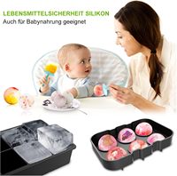 Vente flash : Moules à glaçons (lot de 2) – Fabricateur de boules de glace sphériques avec couvercle – Grandes glaçons carrés pour whisky, cocktails et préparations maison