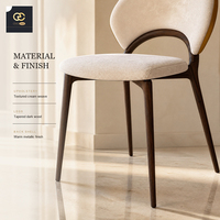 Chaise de salle à manger semi-circulaire en tissu de style villa italienne - Chaise de salle à manger haut de gamme, simple et élégante pour la maison