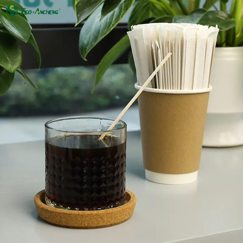Bamboe Koffieroerroerstaafjes 7.5Inch Biologisch Afbreekbare Natuurlijke Bamboestokken Wegwerp Drinkroerstaafjes