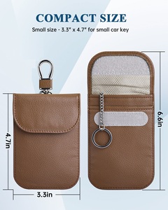 Sac <span class=keywords><strong>anti</strong></span>-<span class=keywords><strong>RFID</strong></span> portable en PU à suspendre avec porte-clés pour voiture, bloqueur de signal Faraday FOB - Product Image 6