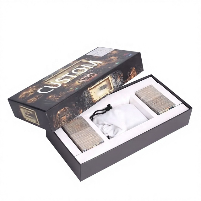 Custom Mining Strategy Board Game Set Grey Board Tiles Wooden Resource Cubes Drawstring Pouch Gift Box