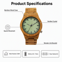 Montre écologique de luxe en bois naturel, bracelet poli à la main, cadran vert clair minimaliste, logo gravé sur mesure, montre durable pour tous les jours