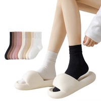 Chaussettes mi-mollet unisexes WJN printemps-été en coton respirant, motif tricoté, couleur unie, sportives, haute qualité