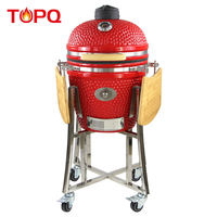 Grill Kamado en céramique TOPQ de 18 pouces avec support en acier inoxydable, barbecue au charbon de bois pour cuisine extérieure, OEM ODM