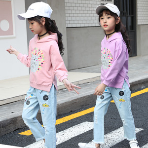 Sudadera con Capucha de Algodón para Niñas, Estilo Nuevo, Primavera-Otoño, con Estampado Animal, Tejida, de Manga Larga, con Gorro para Niños - Product Image 2