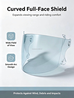 Visière de casque de moto vintage, style rétro, en polycarbonate transparent, pour casque intégral, pièce de rechange classique