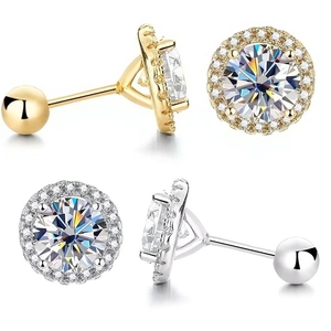 S925 Reines Silber Moissanit-Ohrringe 50 Punkte 1ct VVS Unisex-Schmuck Rundschliff mit GRA-Zertifikat - Product Image 3