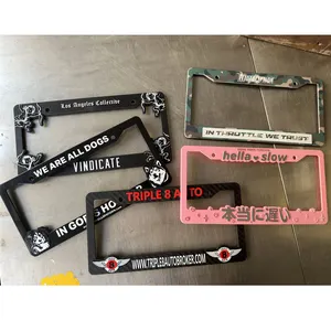 Kustom Logo plat nomor pemegang plat nomor mobil serat karbon plat nomor bingkai