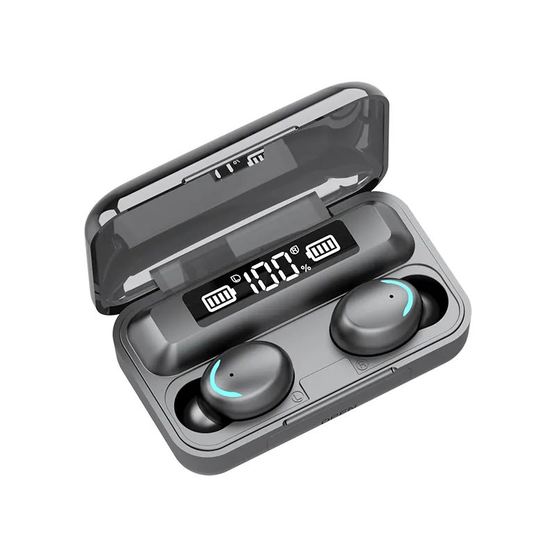 Hotsell F9 5 earbud nirkabel hi-fi Stereo, Headphone Tws tahan air dengan tampilan Led