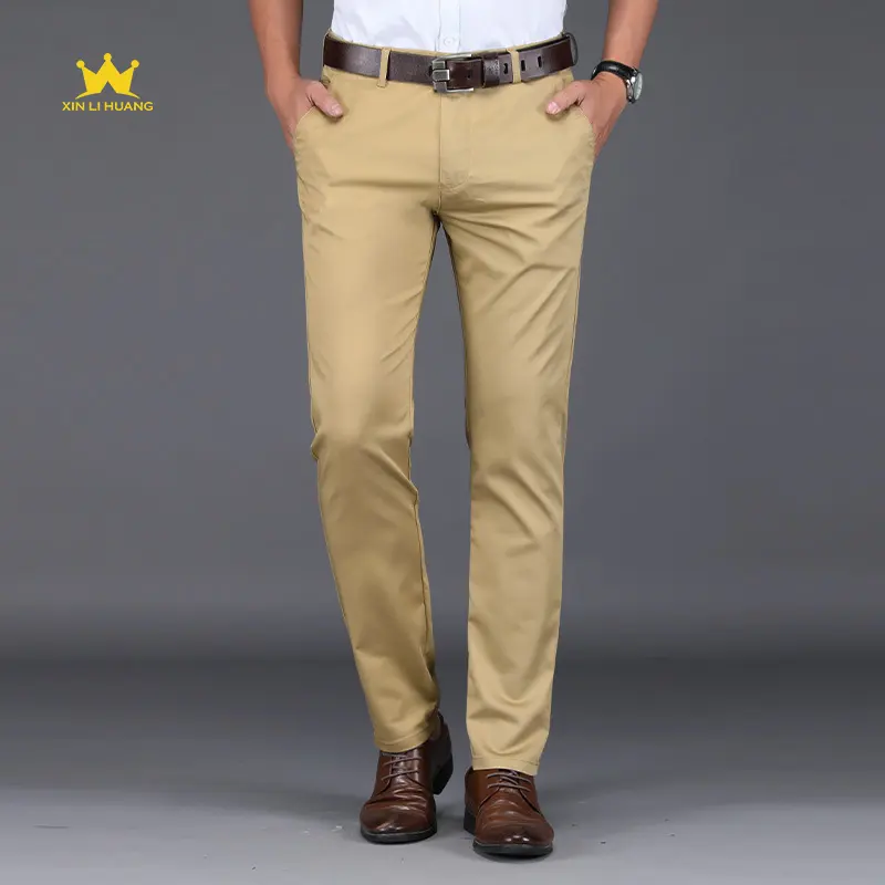 Calças masculinas casuais personalizadas de alta elasticidade, estilo de negócios de moda simples, conforto adequado para a pele