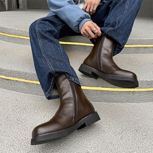 Nouveauté 2025, bottes en cuir de haute qualité pour hommes et femmes, bottes de moto, bottes Chelsea tendance pour l'hiver - Product Image 5