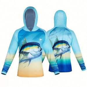 Sudadera con capucha de manga larga personalizada para hombre, camisas de pesca de secado rápido UPF 50, protección UV, impresión Digital, MOQ bajo, 100% poliéster, 160g - Product Image 3