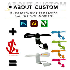 พัดลมมินิ USB Type C 2 in 1 สำหรับโทรศัพท์มือถือ พร้อมโลโก้สั่งทำ ของขวัญแบรนด์ส่วนตัว พัดลมมือถือ 3 in 1 สำหรับ iPhone Android - Product Image 2